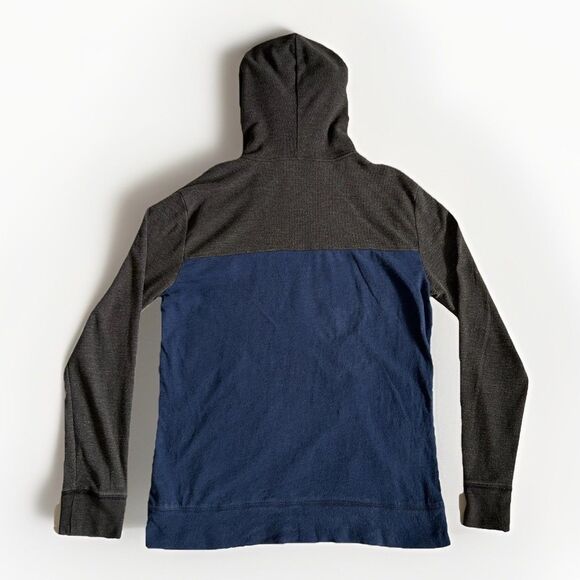 American Eagle Mens S Big Eagle Logo Thermal Long Sleeve Hoodie Henley Blue Gray - Picture 10 of 12